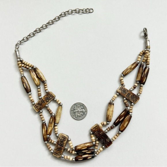 Vintage Horn Bone Bead Choker Necklace - Picture 6 of 6
